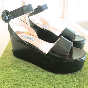 Prada Wedge Ankle Strap Sandal